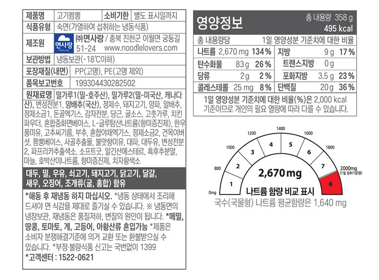 [면사랑] 고기짬뽕 358g