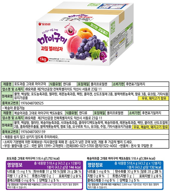 [오리온] 마이구미 과일젤리상자 1036.8g