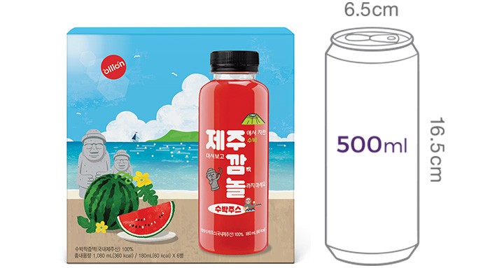 [제주깜놀] 국산 수박주스 (180mL X 6개)