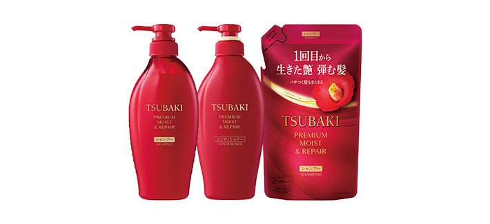 [츠바키] 프리미엄 모이스트 & 리페어 샴푸 컨디셔너 2종 세트(샴푸 리필 300ml 증정)