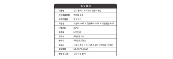 [켄트] 클래식 초극세모 칫솔 4개입 세트(헤드 길이 3.2cm)