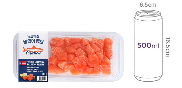 [블루] 노르웨이산 생연어 큐브 180g (냉장)