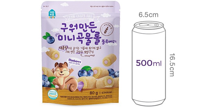 [홈앤키즈] 구워만든 미니 곡물롤 블루베리맛 80g