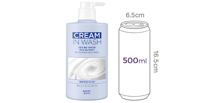 [해피바스] 크림인 워시 화이트머스크 바디워시 900g