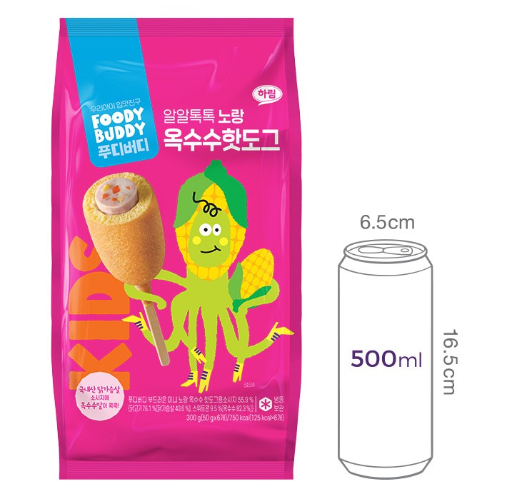 [푸디버디] 알알톡톡 노랑 옥수수핫도그 300g (50g*6입)