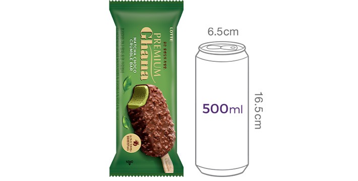 [롯데웰푸드] 가나 프리미엄 아이스 말차 초코 크럼블바 80mL