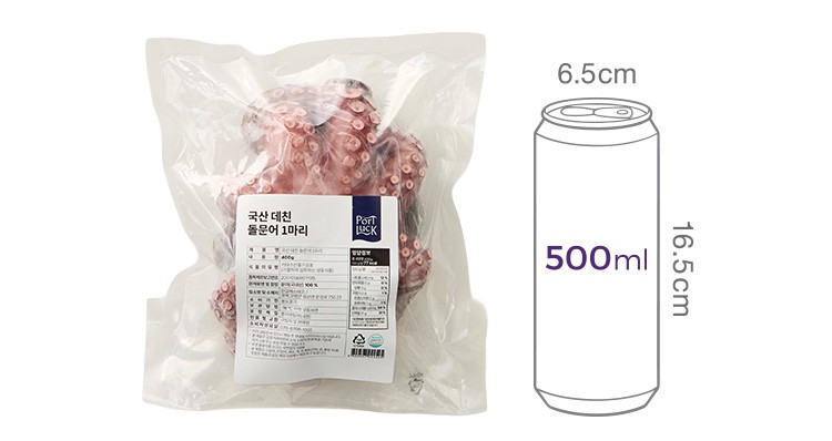 [포트'럭] 국산 데친 돌문어 1마리 400-480g (소, 냉동)