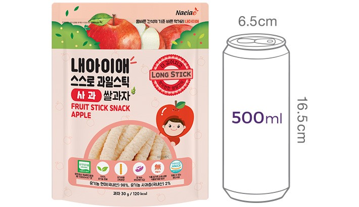 [내아이애] 스스로 스틱 사과 쌀과자 30g