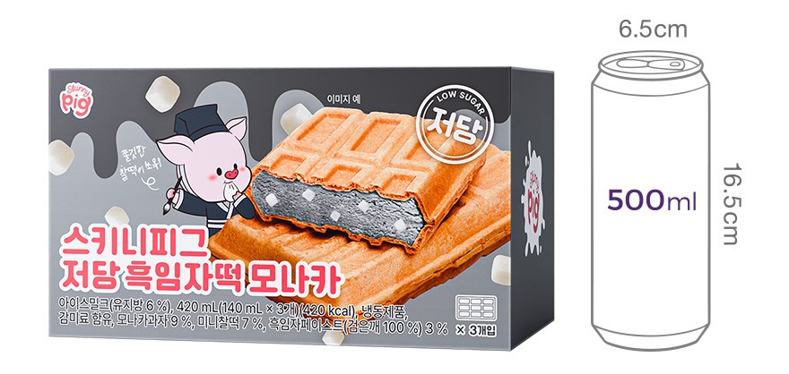 [스키니피그] 저당 흑임자떡 모나카 (140mL X 3개입) 