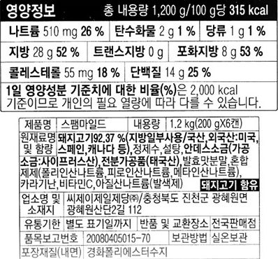 [스팸] 25% 라이트 200g * 6입