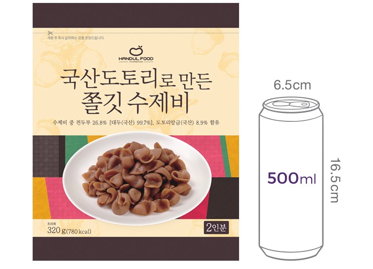 [한둘푸드] 국산도토리로 만든 수제비 사리 (2인분/스프x)