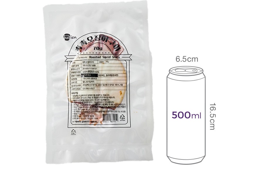 [바비엔] Oh! 촉촉 오징어구이 70g (1미)