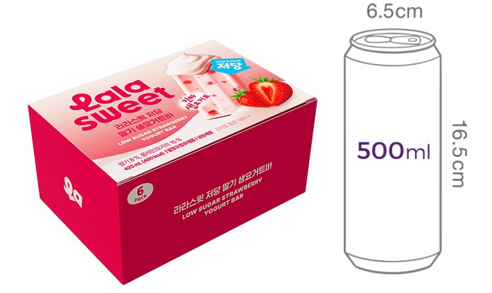 [라라스윗] 저당 딸기 생요거트바 70ml X 6개입