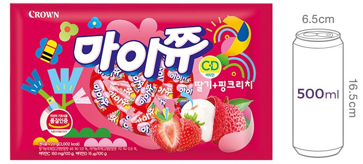 [크라운] 마이쮸 딸기 &핑크리치 메가팩 720g