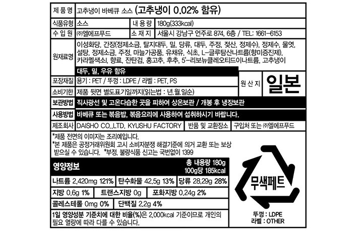 [다이쇼] 와사비 바베큐 소스