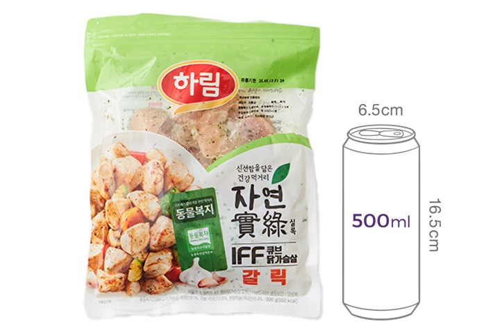 [컬리멤버스] [자연실록] 동물복지 닭가슴살 큐브 스테이크 갈릭 500g(냉동)
