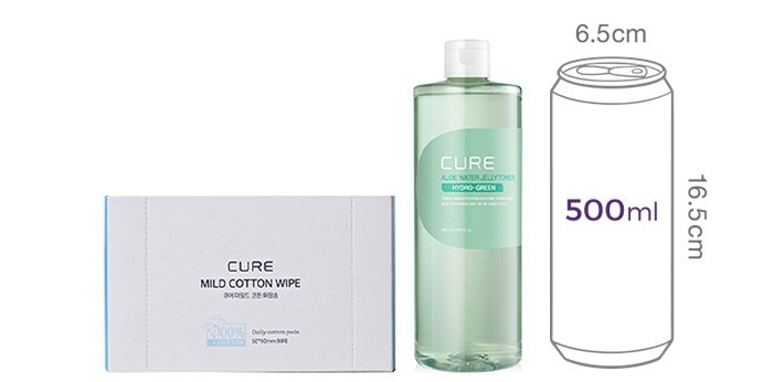 [김정문알로에] 큐어 워터 젤리 토너 500ml (+화장솜 증정)