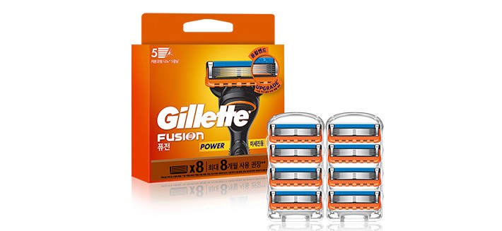 [질레트] 퓨전 파워 면도날 8입