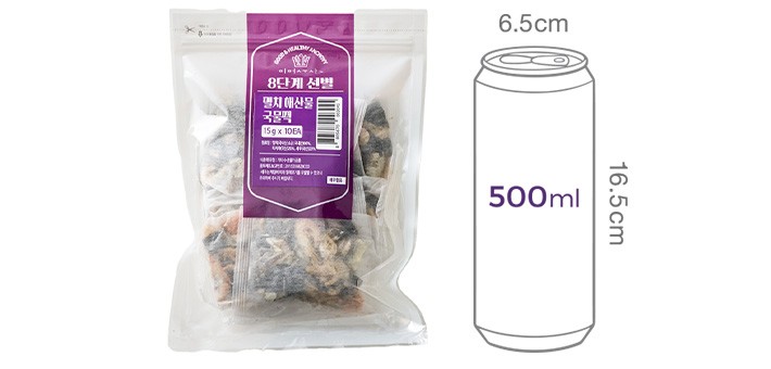 [이어수산] 8단계 선별한 멸치 해산물 국물팩 150g (10봉)