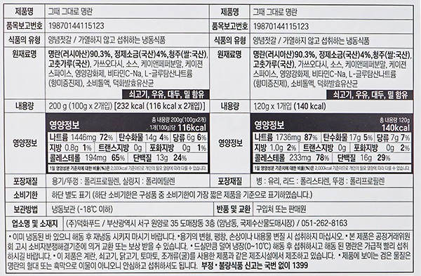 [선물세트] 백년가게 덕화명란 세트 1호
