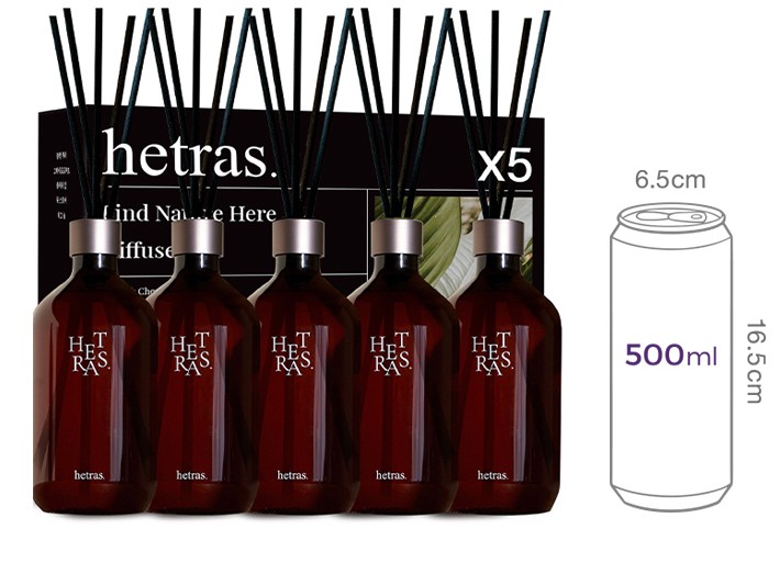 [헤트라스] 프리미엄 디퓨저 500ml x 5개입 - 블랙세트