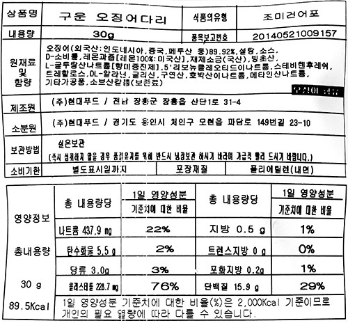 [혼술상회] 숏다리 오징어 30g