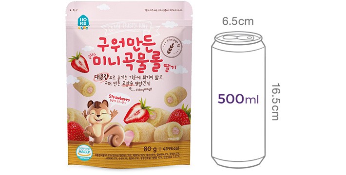 [홈앤키즈] 구워만든 미니 곡물롤 딸기맛 80g