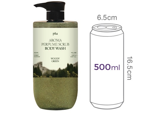 [플루] 아로마 퍼퓸 스크럽 바디워시 1000ml 우디그린