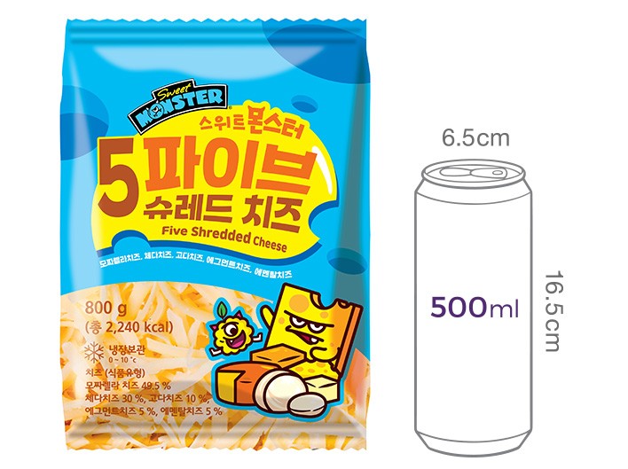 [스위트몬스터] 5가지 치즈로 만든 슈레드 800g