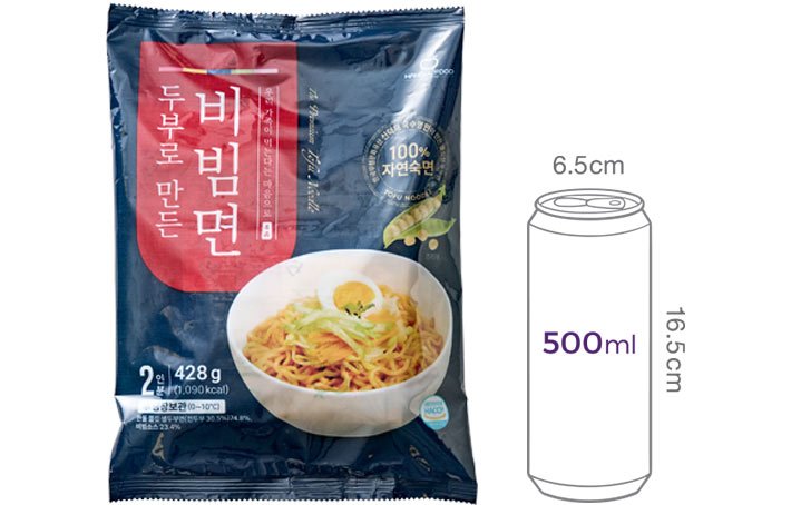 [한둘푸드] 두부로 만든 비빔면 2인분 428g