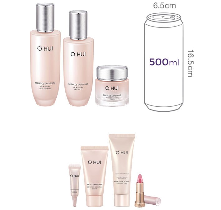 [오휘] 미라클 모이스처 핑크베리어 3종 세트 (스킨150ml+에멀전130ml+크림30ml+미니 립스틱 포함 4종 증정)