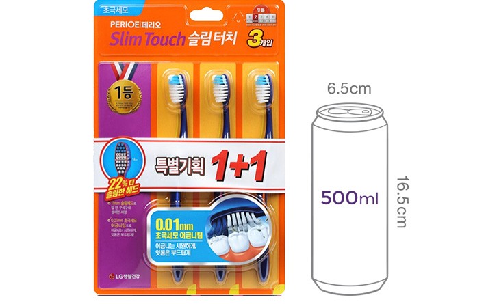 [페리오] 슬림터치 초극세모 칫솔 6개입 (초극세모)