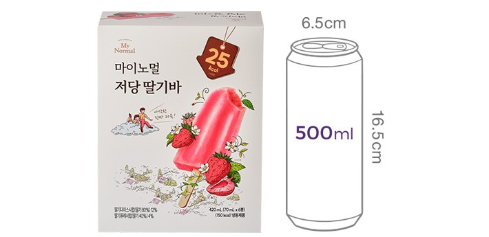 [마이노멀] 저당 아이스바 딸기 (70mL x 6개입)