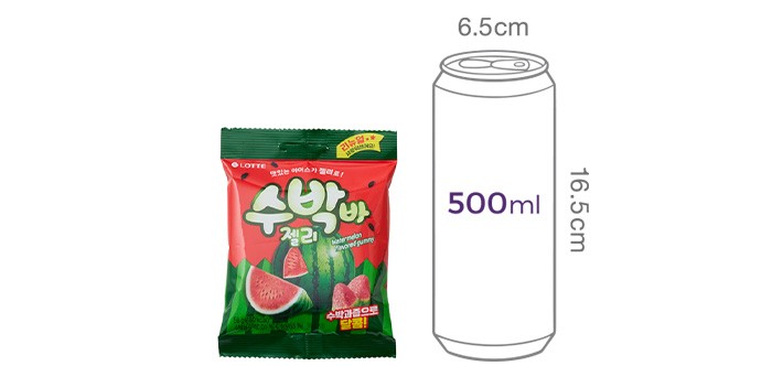 [롯데] 젤리셔스 수박바 젤리 448g (56g X 8개입)
