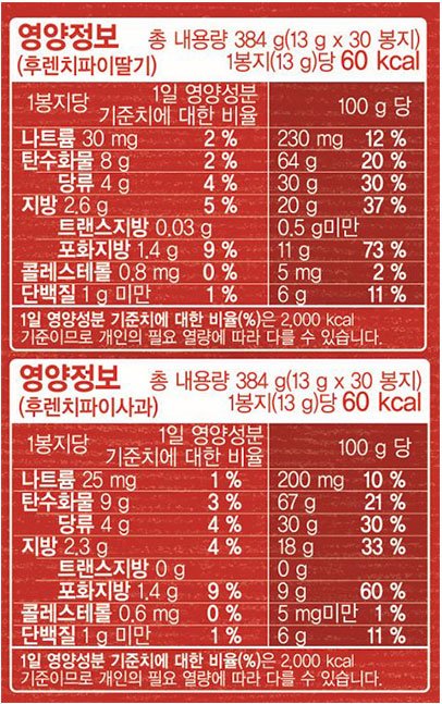 [해태] 후렌치파이 딸기&사과 콤보팩 768g
