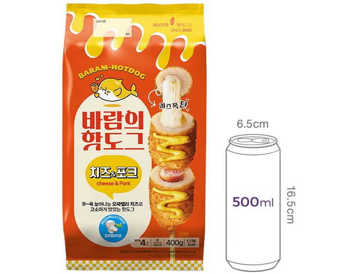 [바람의 핫도그] 치즈&포크 400g (100gX4개입)
