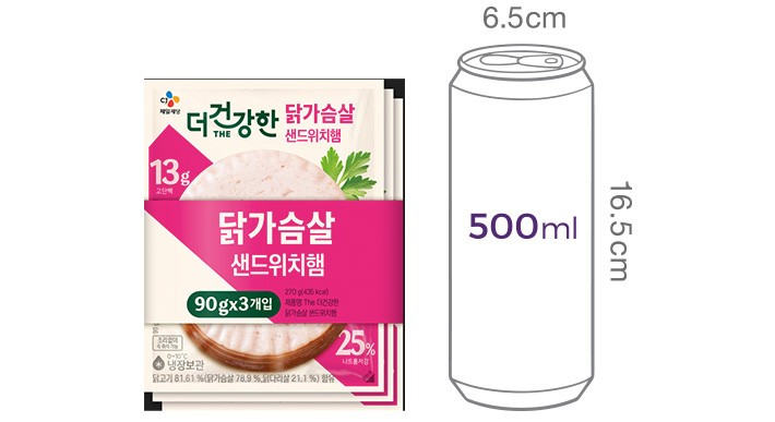 [더건강한] 닭가슴살 샌드위치햄 90g*3