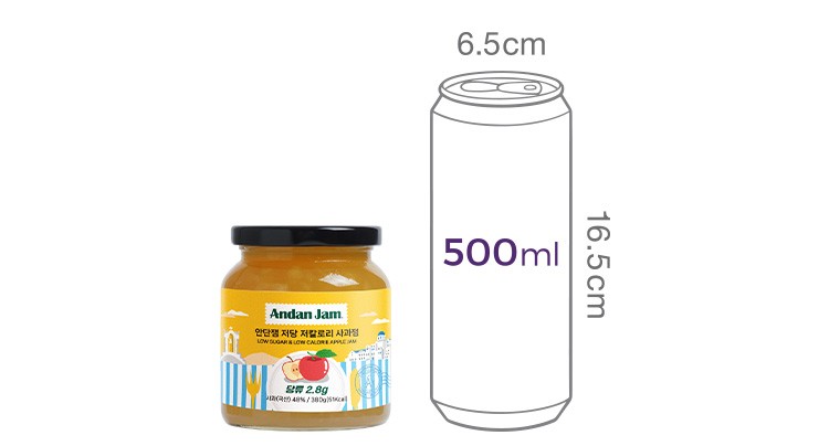 [안단잼] 저당 저칼로리 사과잼 380g