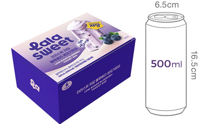 [라라스윗] 저당 블루베리 생요거트바 (70mL X 6개입)