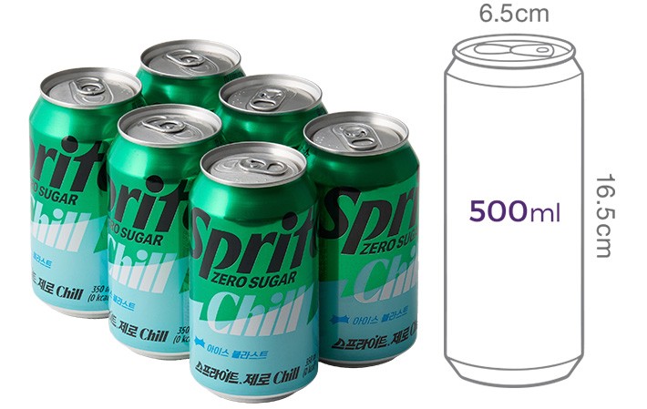 [코카콜라] 스프라이트 제로 칠 아이스 블라스트 (350mL X 6개)
