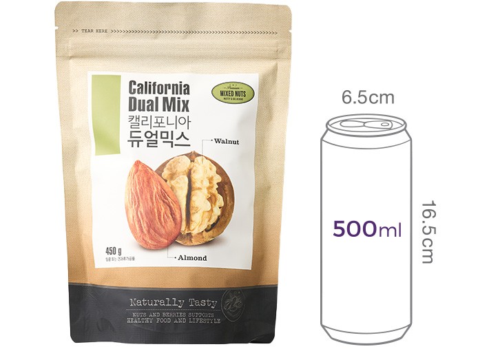 [넛츠앤베리스] 캘리포니아 듀얼믹스 호두 아몬드 500g