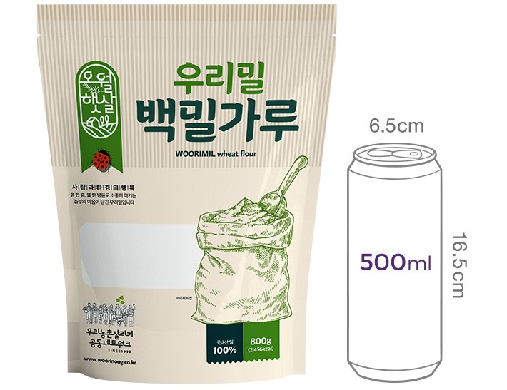 [우리농] 30주년 우리밀 백 밀가루 800g