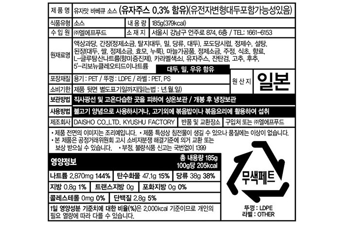 [다이쇼] 유즈 바베큐 소스