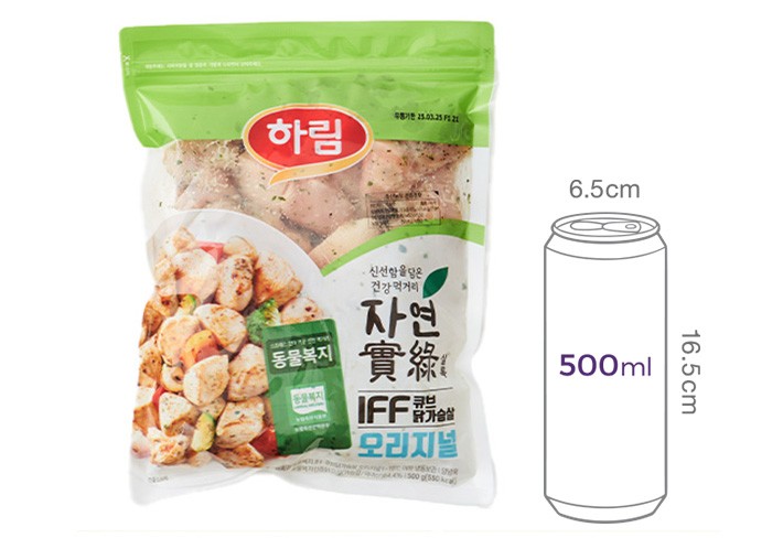 [컬리멤버스] [자연실록] 동물복지 닭가슴살 큐브 스테이크 500g(냉동)