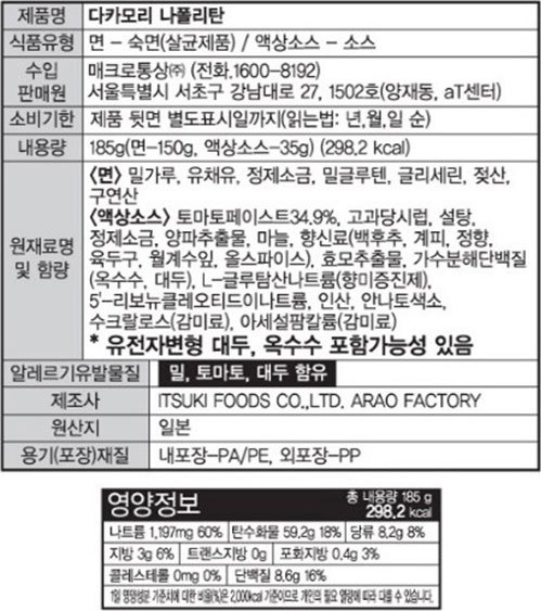 [다카모리] 나폴리탄 185g