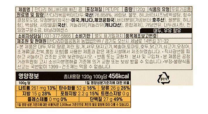 [잔다리마을] 허니버터에 빠진 콩 120g
