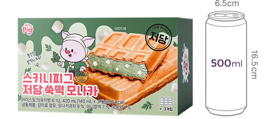 [스키니피그] 저당 쑥떡 모나카 (140mL X 3개입) 