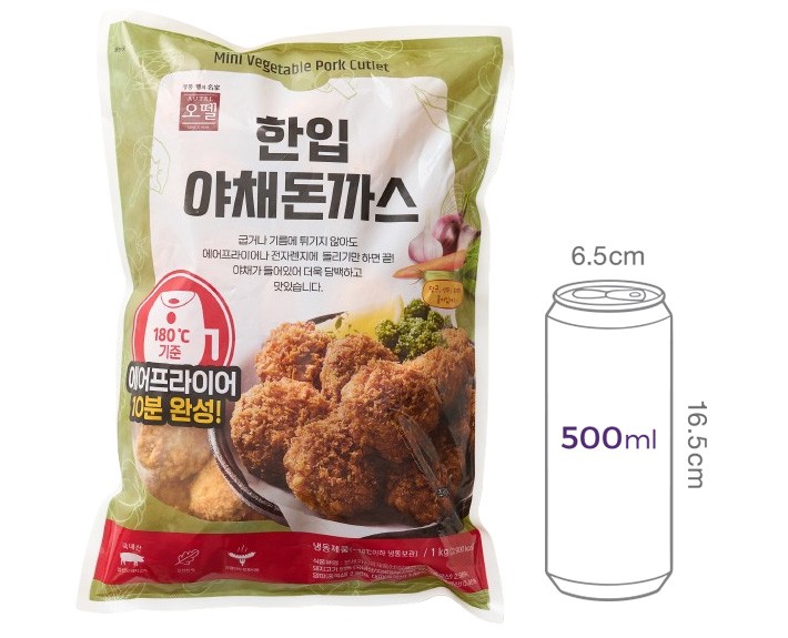 [오뗄] 한입 야채 돈까스 1kg (냉동)