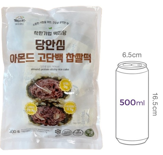 [떡미당] 혈당안심 아몬드 고단백 찹쌀떡 (50g x 6개)