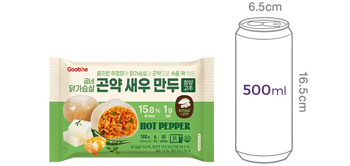 [굽네] 닭가슴살 곤약 새우 만두 청양고추 180g